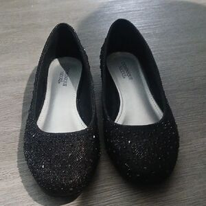 Dominique Nicole Black Sparkle Ballet Flats Sz 9.5W  these are wide EUC